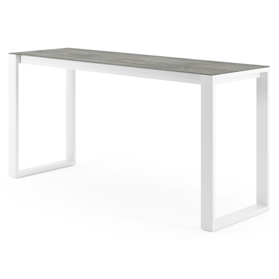 Verato bartafel in wit aluminium en volkeramiek Aspen Grey - L 220 x B 70 x H 105 cm