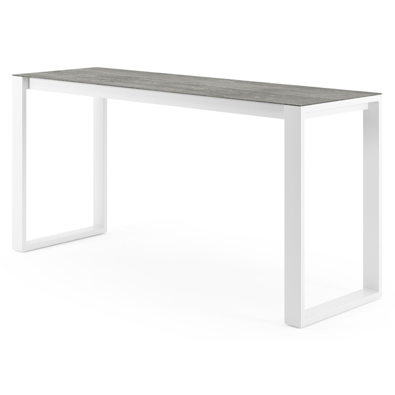 Verato bartafel in wit aluminium en volkeramiek Aspen Grey - L 220 x B 70 x H 105 cm