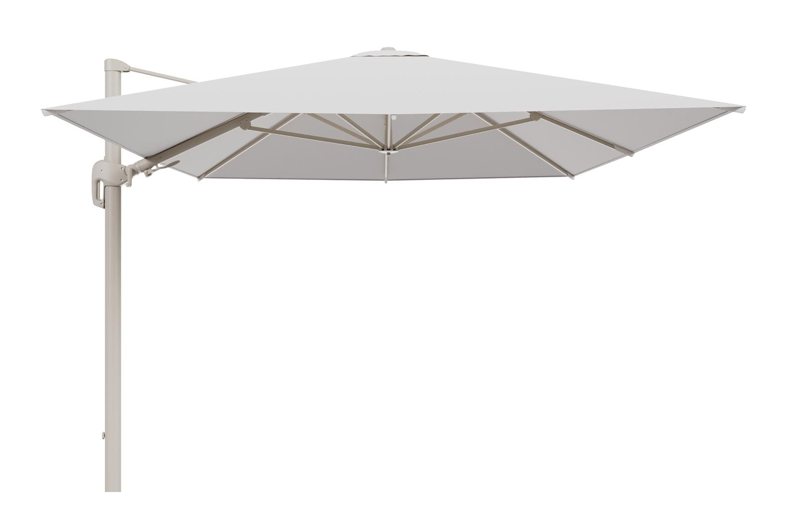 Parasol pendant Rufina avec fonction tilt en aluminium beige et toile de parasol en All Weather Solica Ego Eggshell  - Lg.1 400 x Lg.2 300 cm (sans pied de parasol