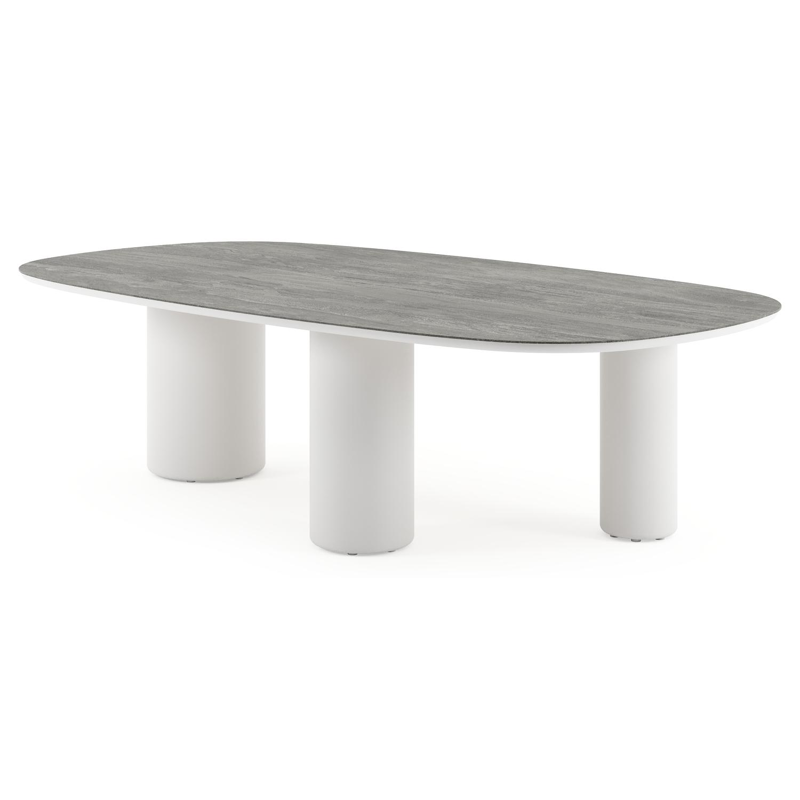 Amico tuintafel bombo xl in wit aluminium en volkeramiek Aspen Grey - L 270 x B 148 x H 73.5 cm