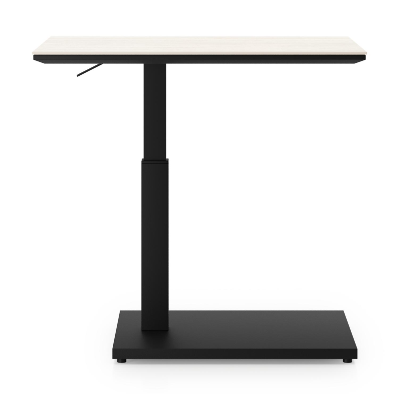 Cirello pop-up bijzettafel in zwart aluminium en volkeramiek Travertino Bianco - L 70 x B 50 x H 44 cm