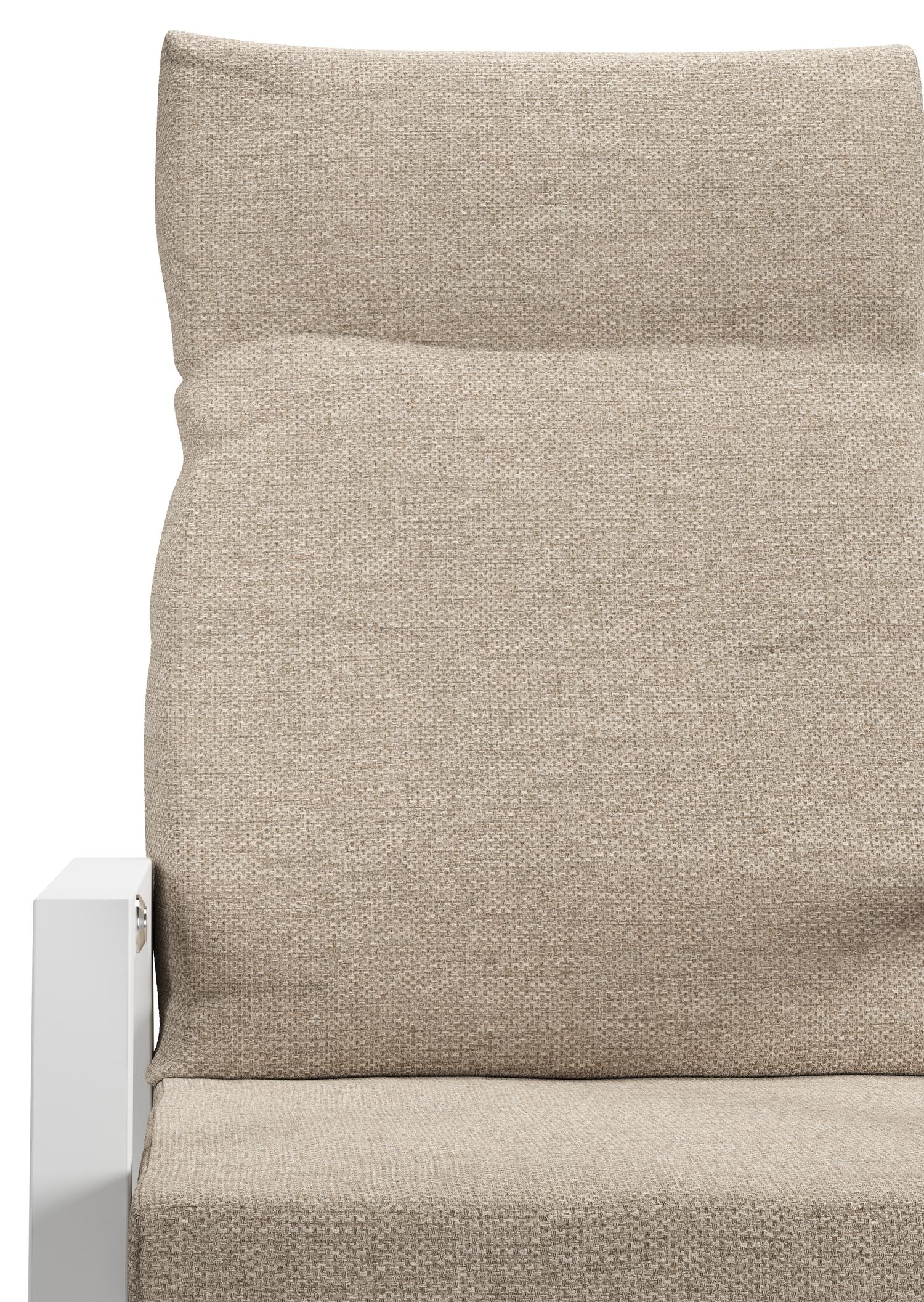 Chaise de jardin Leon en aluminium blanc et textilène beige avec coussin en Rustic Weather+ Softtouch