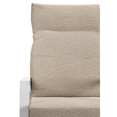 Leon tuinstoel in wit aluminium en beige textilene met kussen in Rustic Weather+ Softtouch