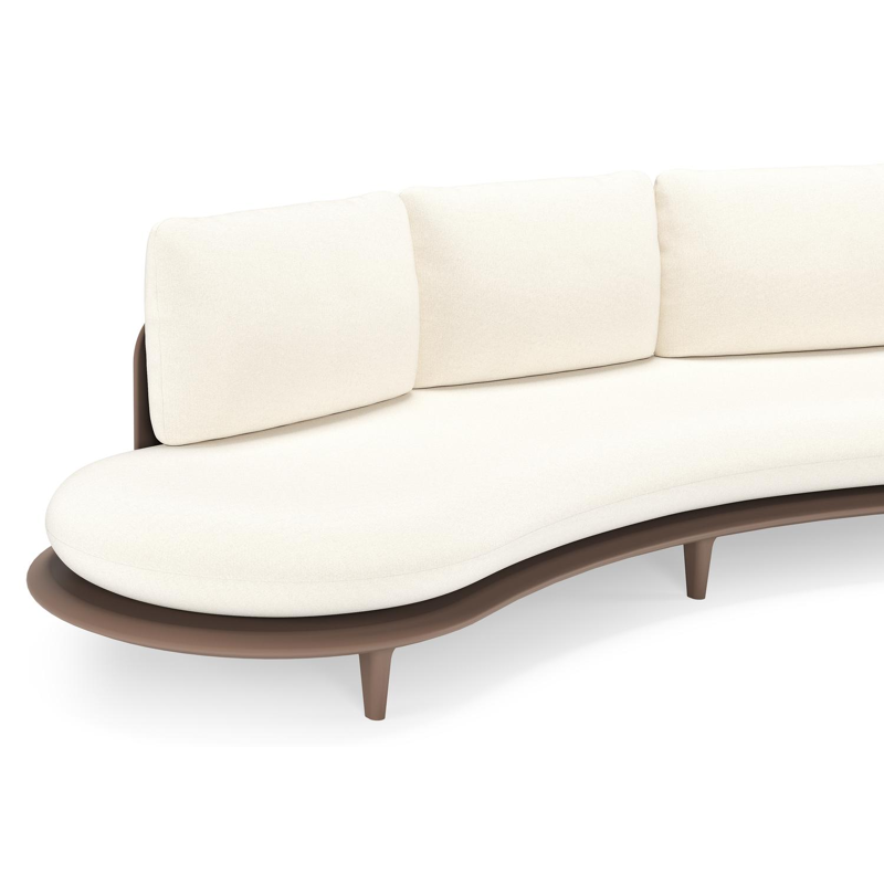 Bomero loungeset in taupe aluminium met natte white all weather sunbrella® luxe kussen
