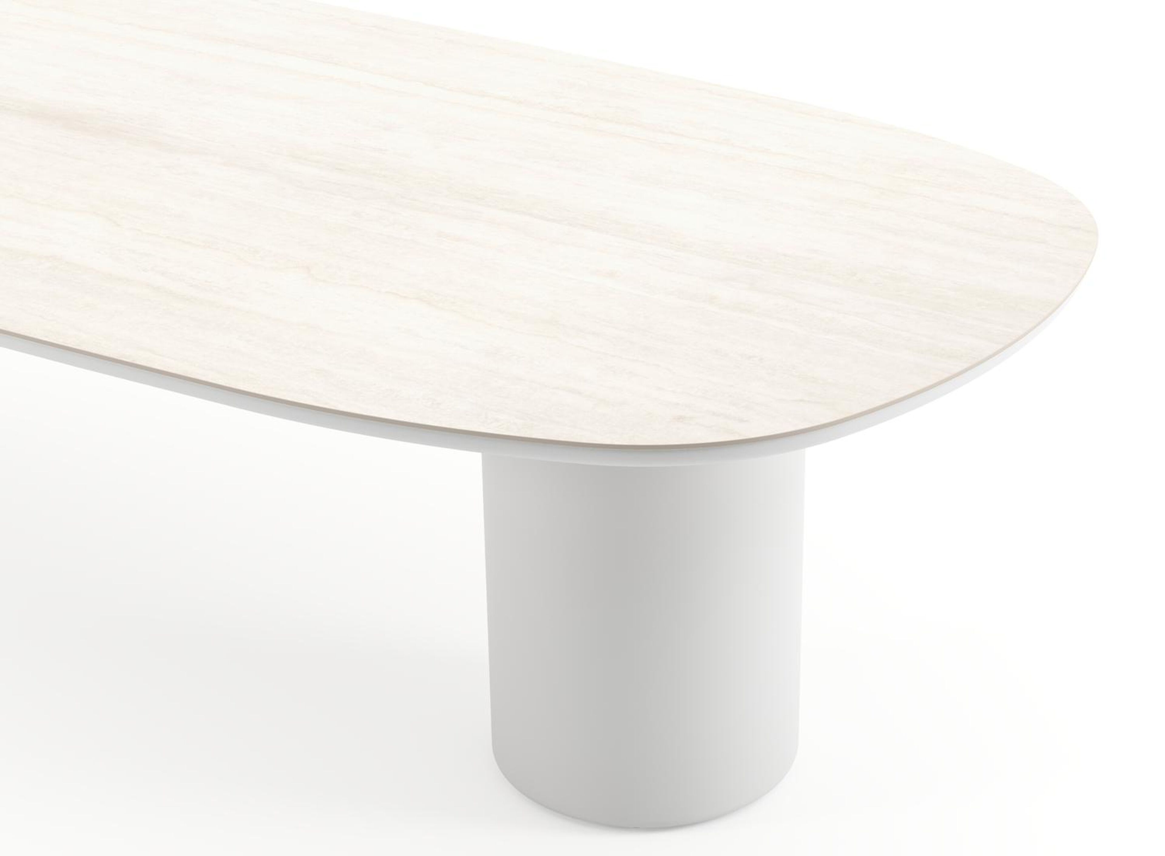 Amico tuintafel bombo in wit aluminium en volkeramiek Travertino Bianco - L 320 x B 130 x H 74 cm