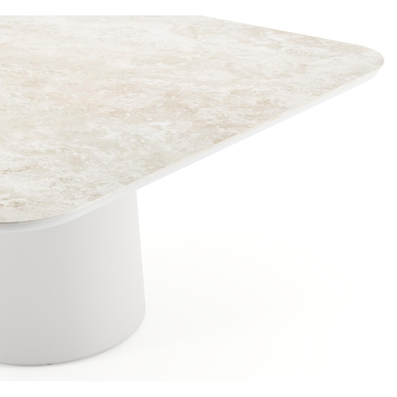 Amico tuintafel afgerond vierkant in wit aluminium en volkeramiek Rapolano - L 148 x B 148 x H 73.5 cm