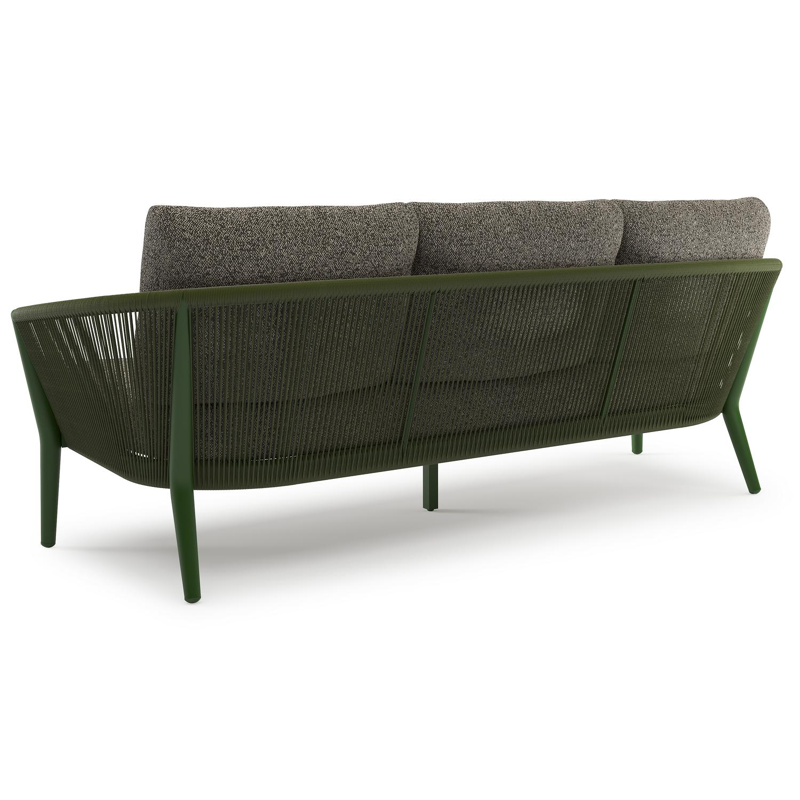 Orso loungeset in groen aluminium en groen verticaal geweven ronde rope met Marbella Tunder all weather cosytica kussen