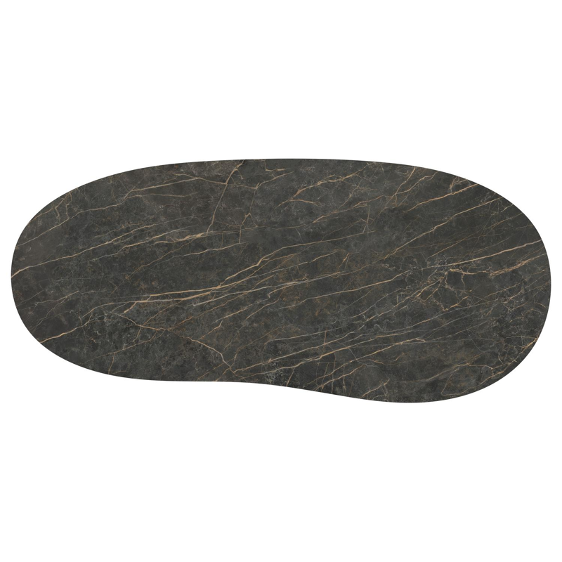 Table de jardin Amico organique en aluminium noir et céramique pleine Black Obsession - Lg. 320 x Lrg. 145 x Haut. 73.5 cm