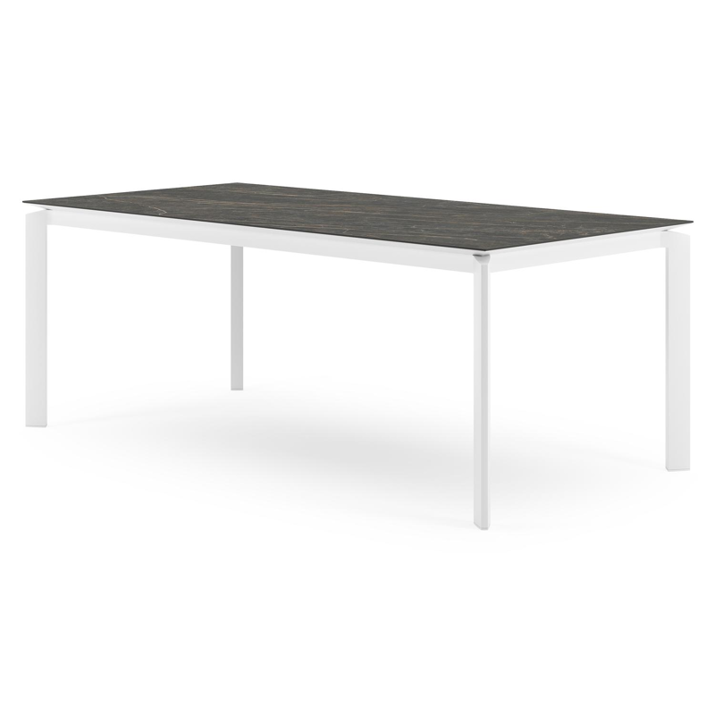 Cirello tuintafel rechthoekig in wit aluminium en volkeramiek Black Obsession - L 200 x B 100 x H 75 cm