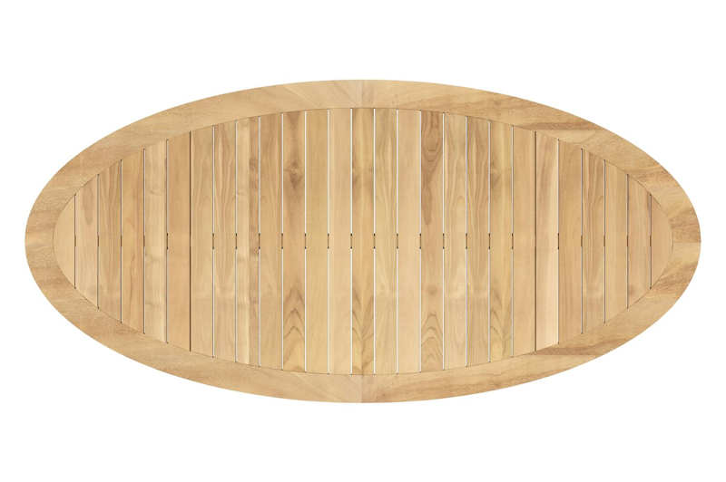 Pamplona ovale tuinset in zwart aluminium en teak natural finish met 6 Matera tuinstoelen