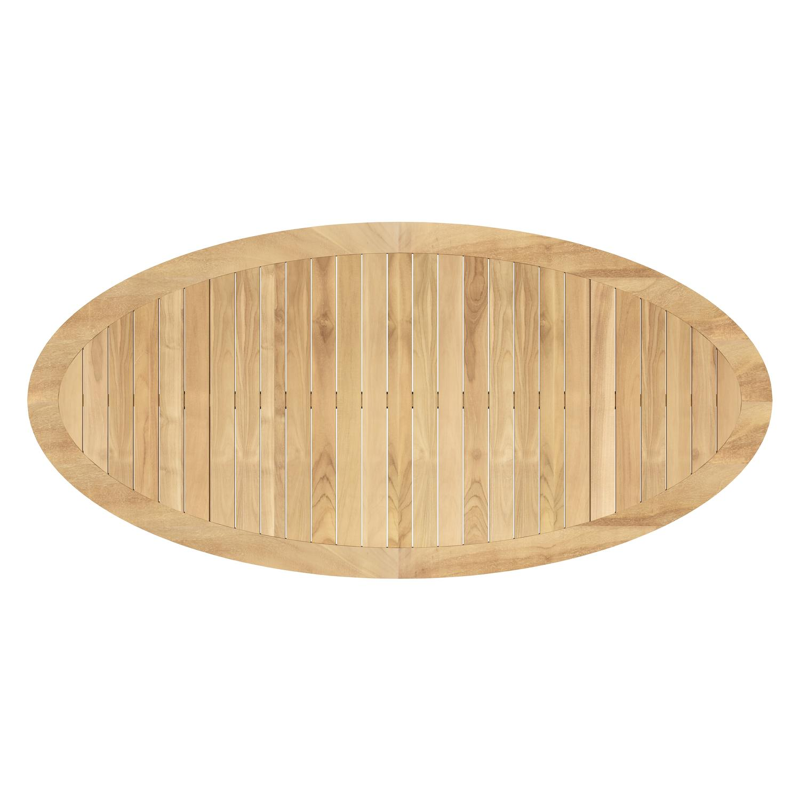 Pamplona ovale tuinset in zwart aluminium en teak natural finish met 6 Matera tuinstoelen