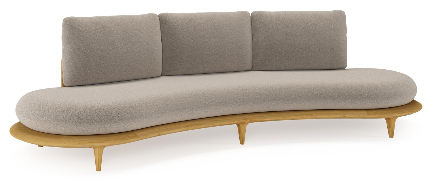 Bomero loungebank in teak met savane coconut all weather sunbrella® luxe kussen