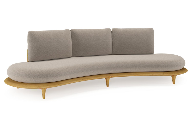 Bomero loungebank in teak met savane coconut all weather sunbrella® luxe kussen