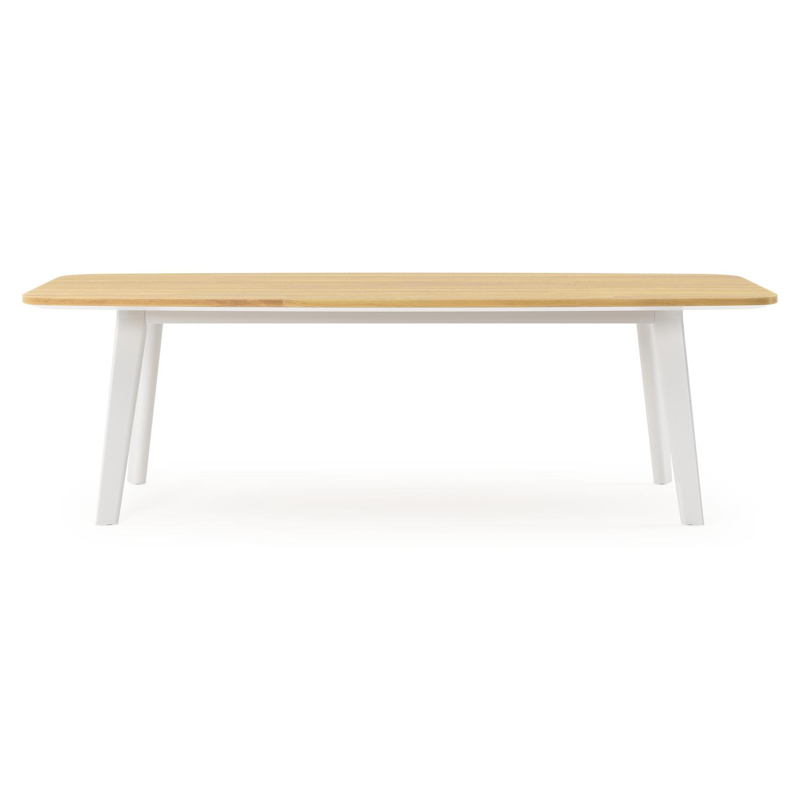 Lacrima tuintafel bootvorm in wit aluminium en teak - L 255 x B 115 x H 73 cm