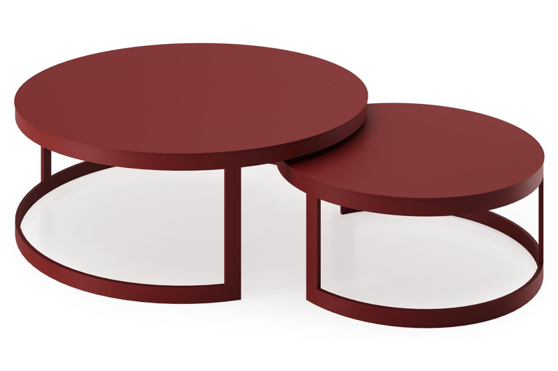 Enna set van 2 loungetafels in ruby aluminium - Dia. 100/70 x H 37/30 cm