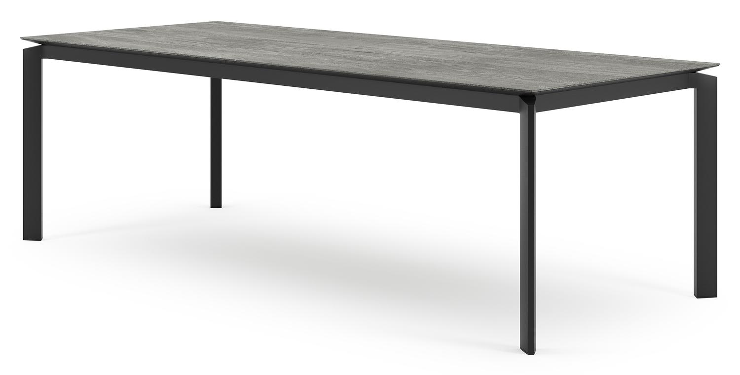 Table de jardin Cirello en aluminium noir et céramique pleine aspen grey - Lg 240 x Larg. 100 x H 75 cm