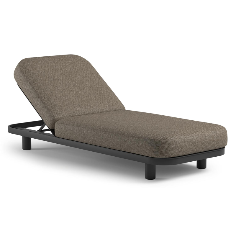 Chaise longue réglable Donato en aluminium noir et coussin en all weather Cosytica madagascar burch