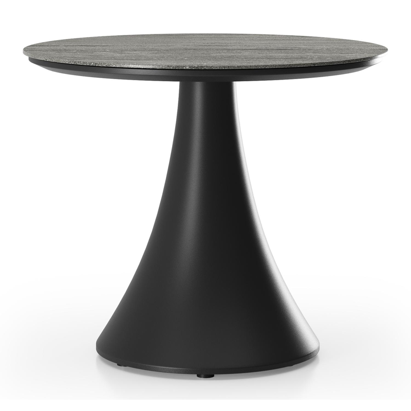 Fano low dining loungetafel in zwart aluminium en volkeramiek aspen grey - Dia. 65 x H 55 cm