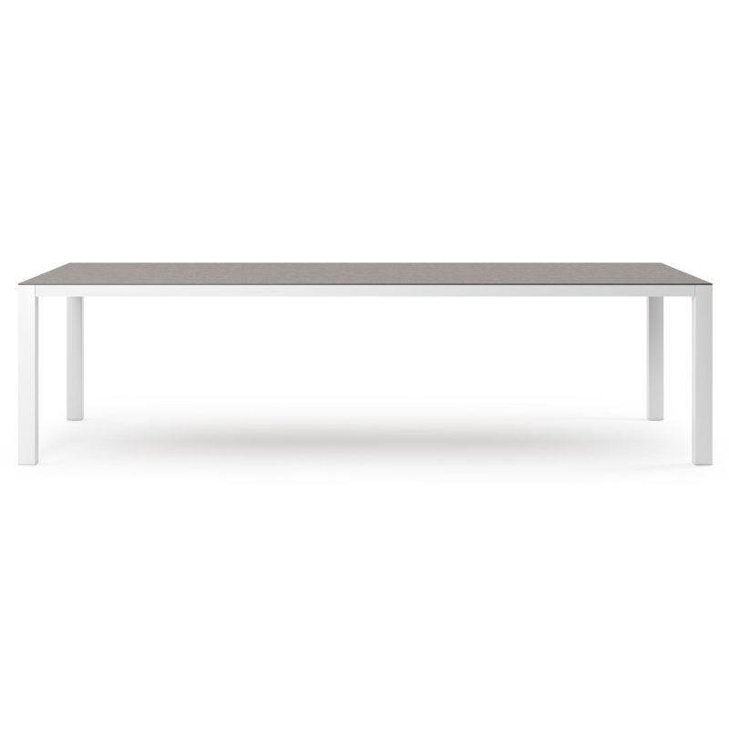 Table de jardin Como rectangulaire en aluminium blanc et céramique pleine Wulong - Lg. 280 x Lrg. 110 x Haut. 75 cm
