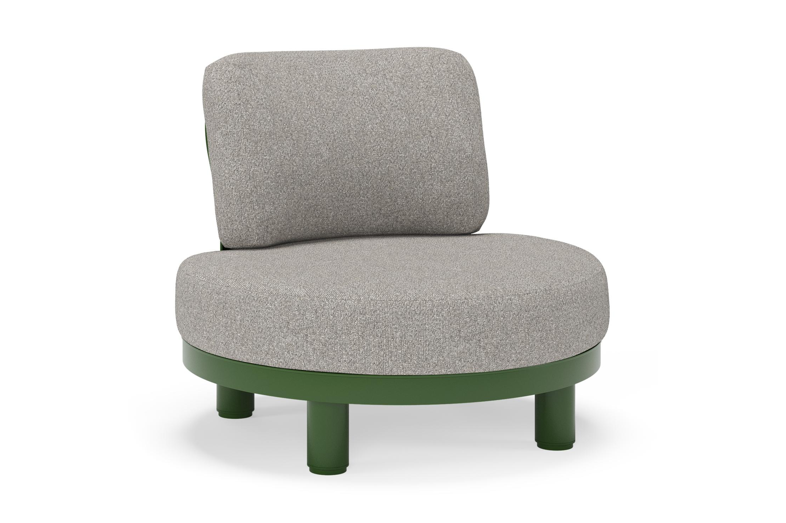 Donato loungestoel in groen aluminium met all weather sunbrella® luxe Tundra Charcoal kussen