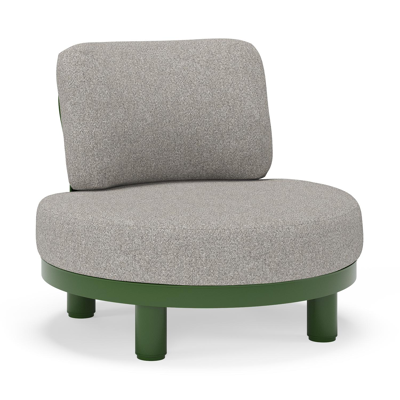 Donato loungestoel in groen aluminium met all weather sunbrella® luxe Tundra Charcoal kussen