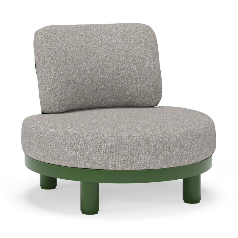 Donato loungestoel in groen aluminium met all weather sunbrella® luxe Tundra Charcoal kussen