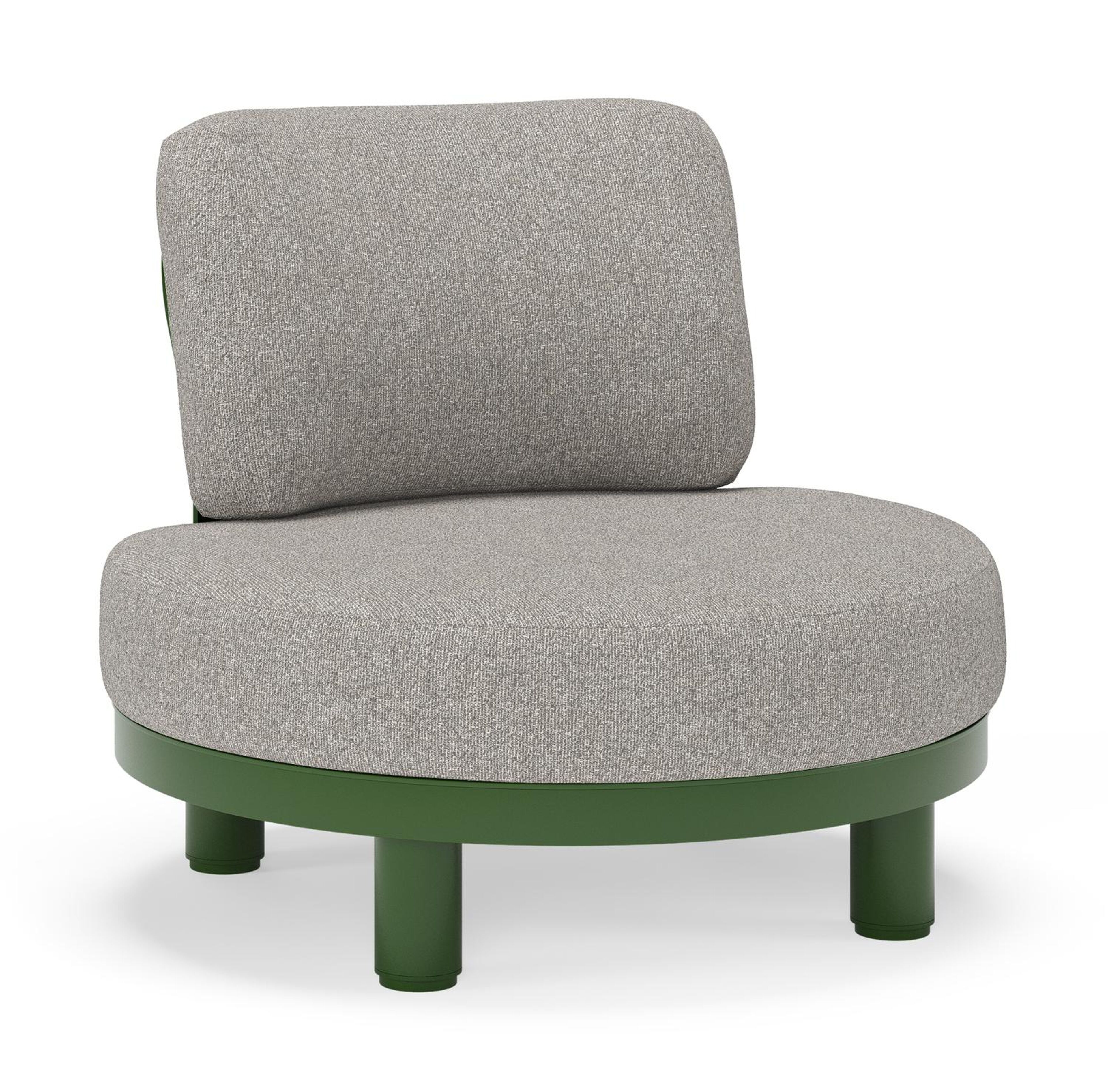 Fauteuil de jardin Donato en aluminium vert et coussins en all weather sunbrella® luxe Tundra Charcoal