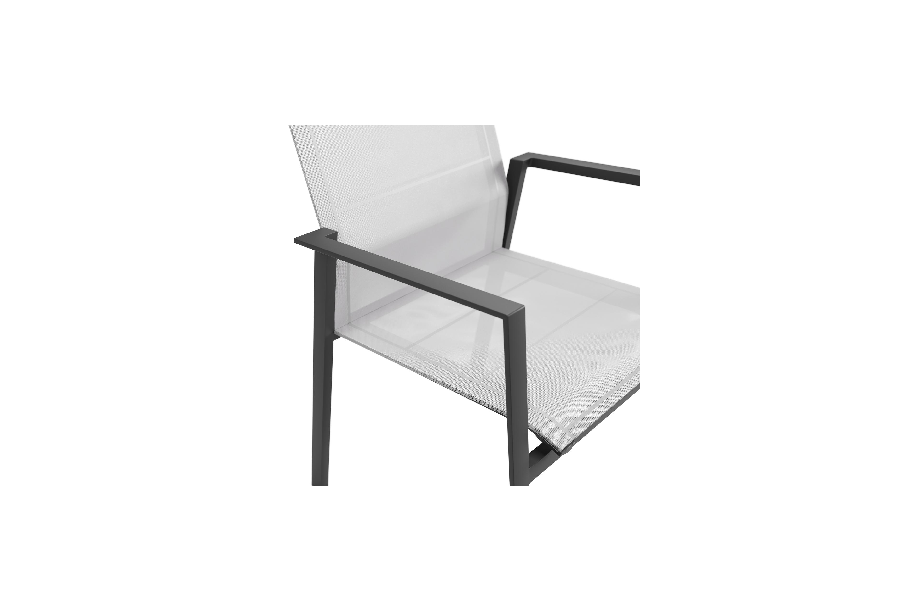 Cirello stapelbare tuinstoel in zwart aluminium en grijs textilene