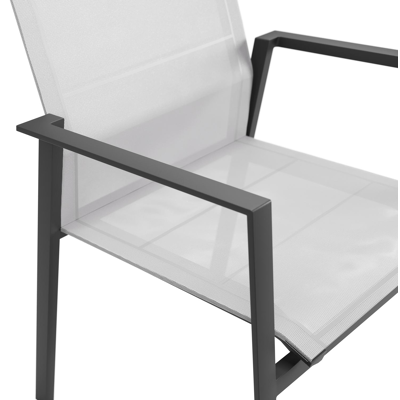 Cirello stapelbare tuinstoel in zwart aluminium en grijs textilene