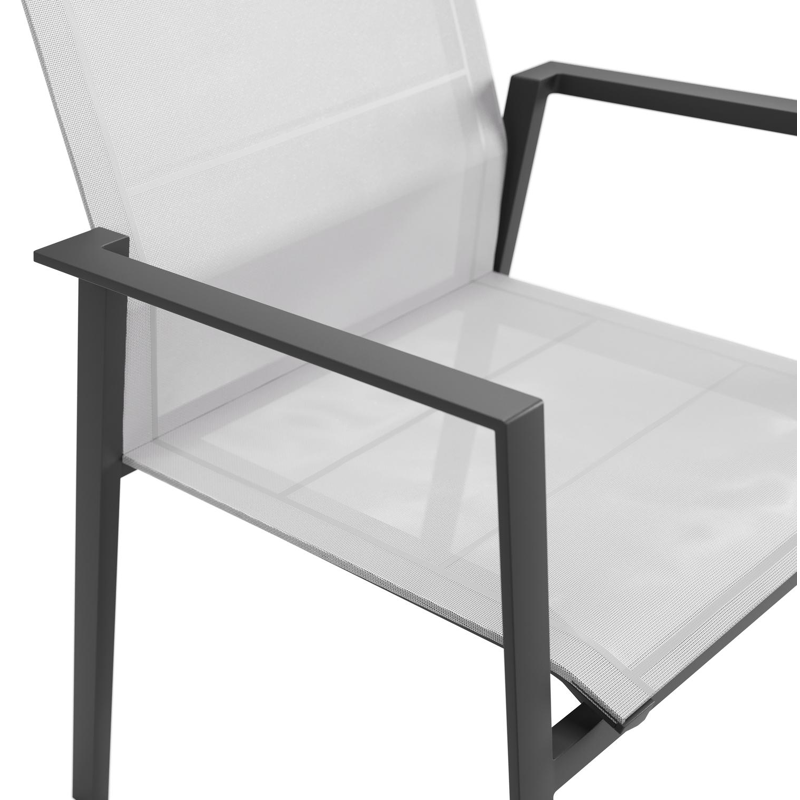 Cirello stapelbare tuinstoel in zwart aluminium en grijs textilene