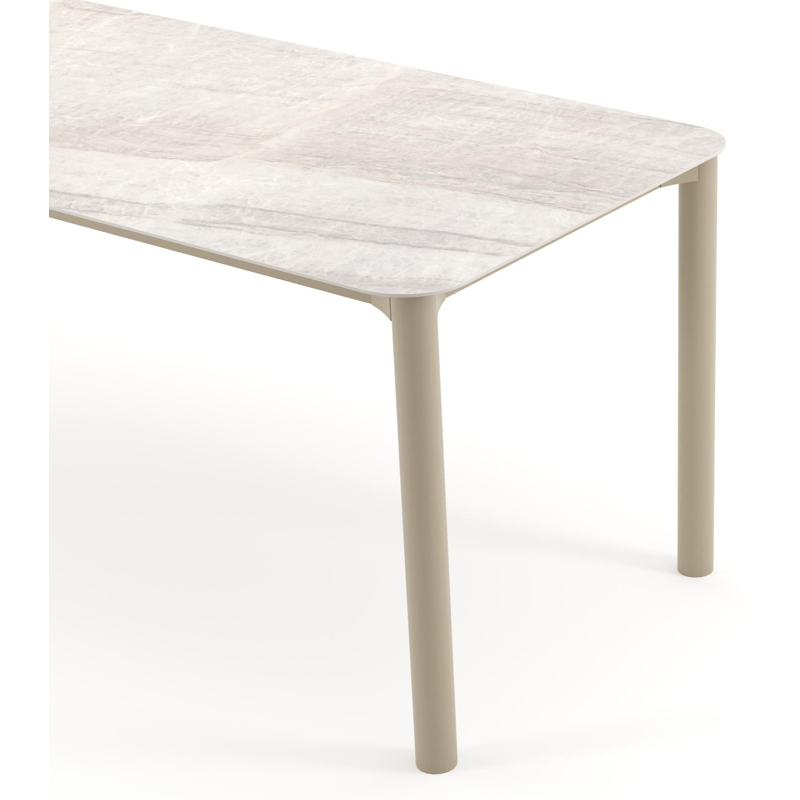 Orso tuintafel rechthoekig afgerond in beige aluminium en volkeramiek Taj Mahal - L 200 x B 80 x H 74.5 cm