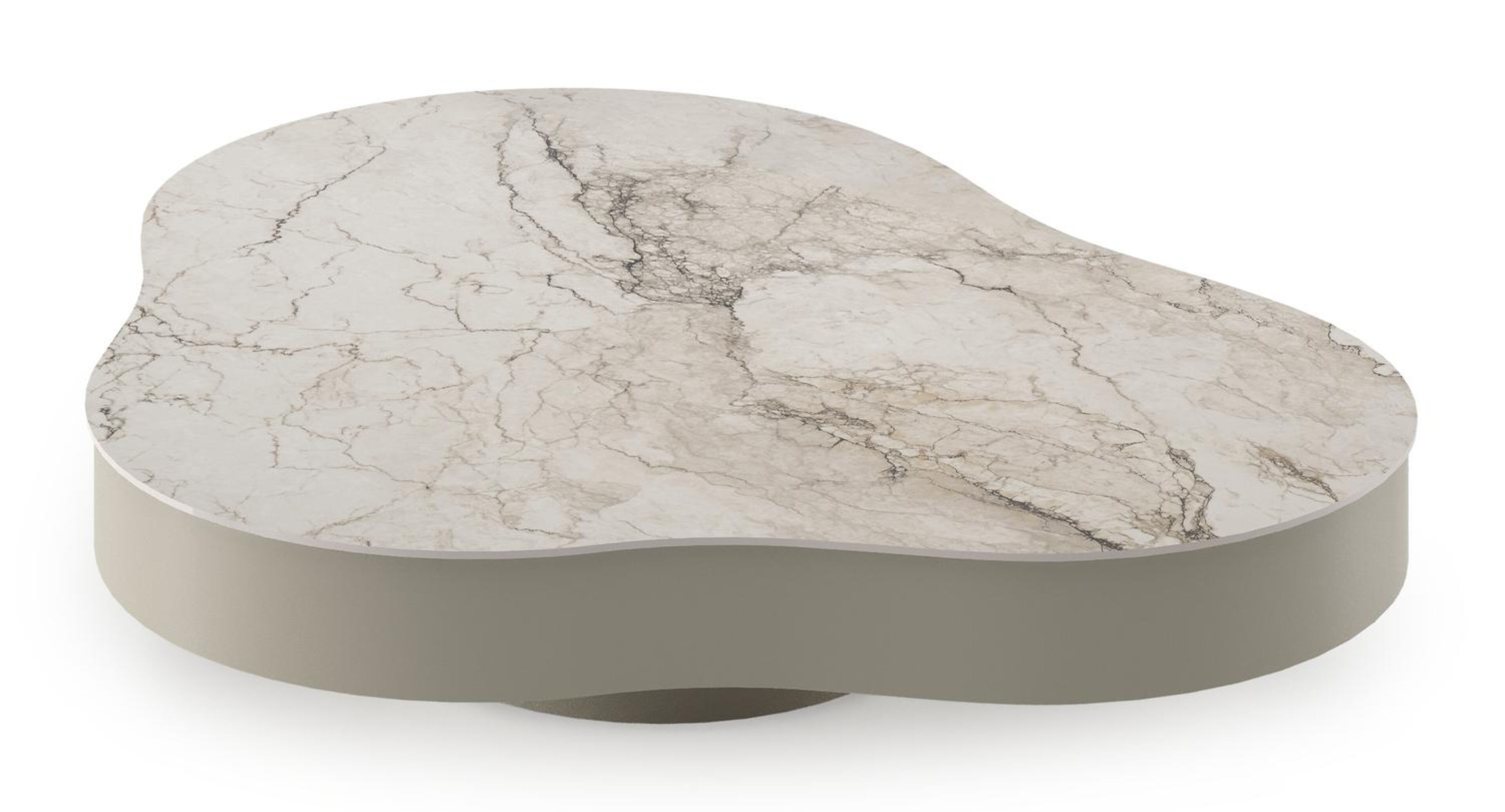 Lomano loungetafel cloud in beige aluminium en volkeramiek Colorado Dunes - Dia. 131 x H 25 cm