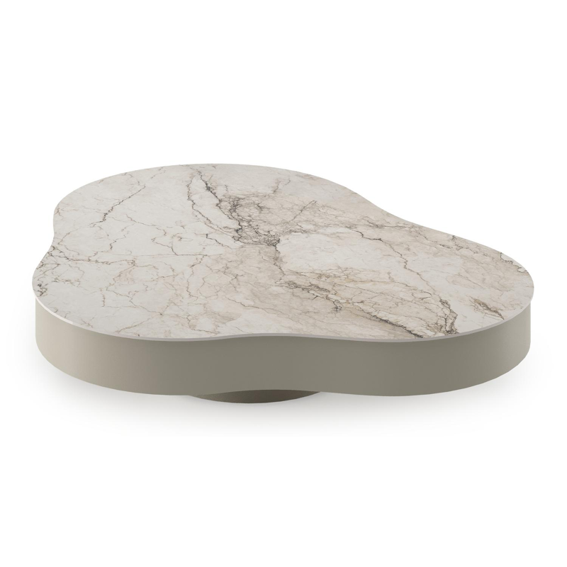 Lomano loungetafel cloud in beige aluminium en volkeramiek Colorado Dunes - Dia. 131 x H 25 cm