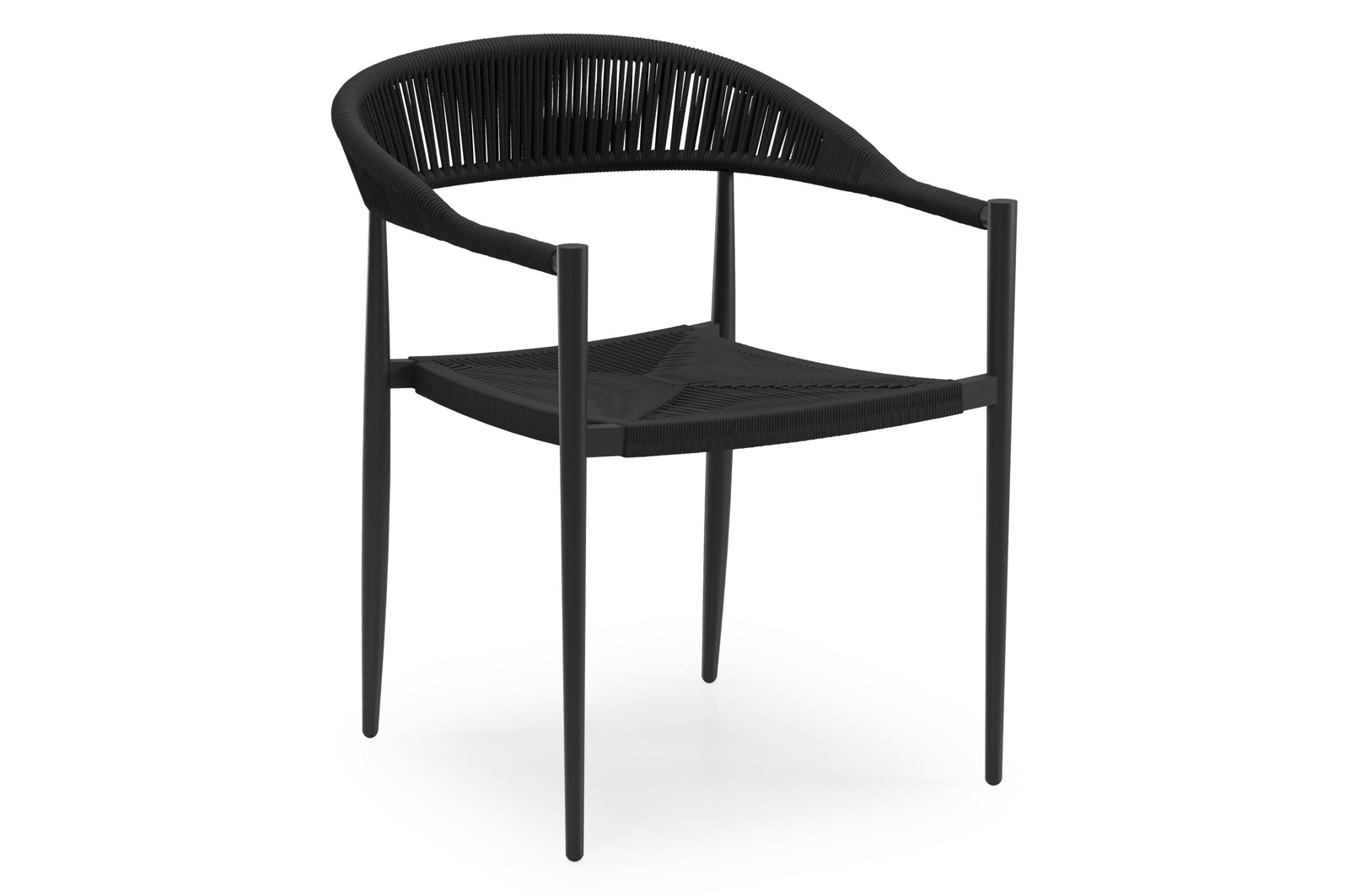 Guarda tuinstoel in zwart aluminium en zwart rope