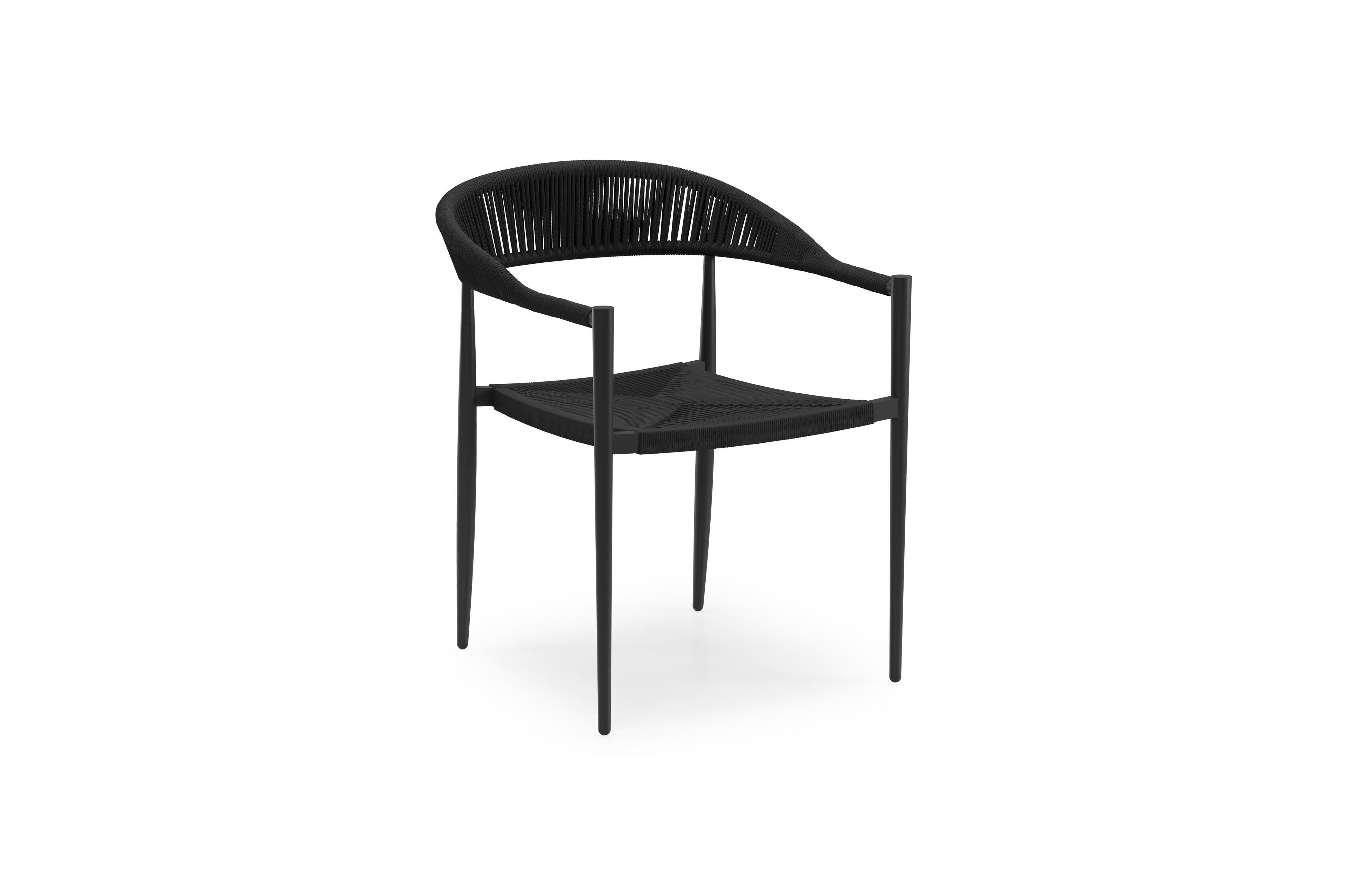 Bahia tuinset rechthoekig in zwart aluminium en sintered stone zwart met 6 Guarda tuinstoelen