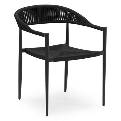 Guarda tuinstoel in zwart aluminium en zwart rope