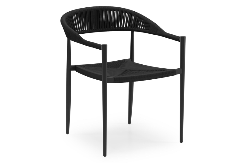 Guarda tuinstoel in zwart aluminium en zwart rope