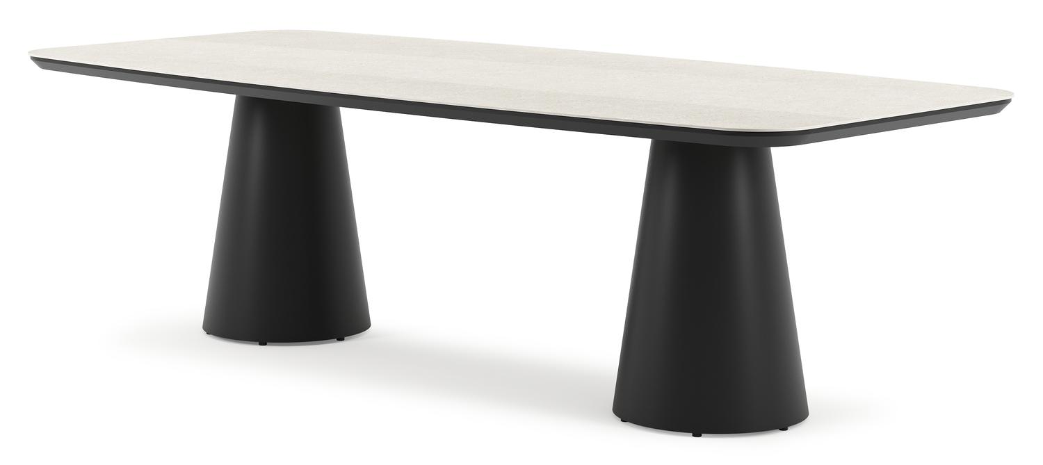 Table de jardin Donato en aluminium noir et céramique pleine shilin - Lg 255 x Larg. 115 x H 74 cm