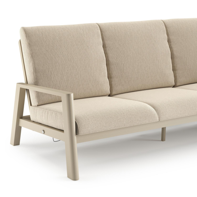 Canapé de jardin Cirello en aluminium beige et coussins en all weather cosytica althea chalk