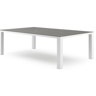 Nano XL tuintafel rechthoekig in wit aluminium en volkeramiek Calatorao - L 240 x B 148 x H 75 cm