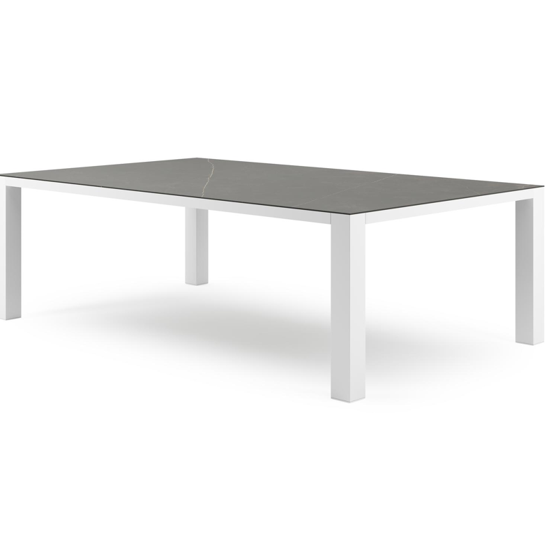 Nano XL tuintafel rechthoekig in wit aluminium en volkeramiek Calatorao - L 240 x B 148 x H 75 cm