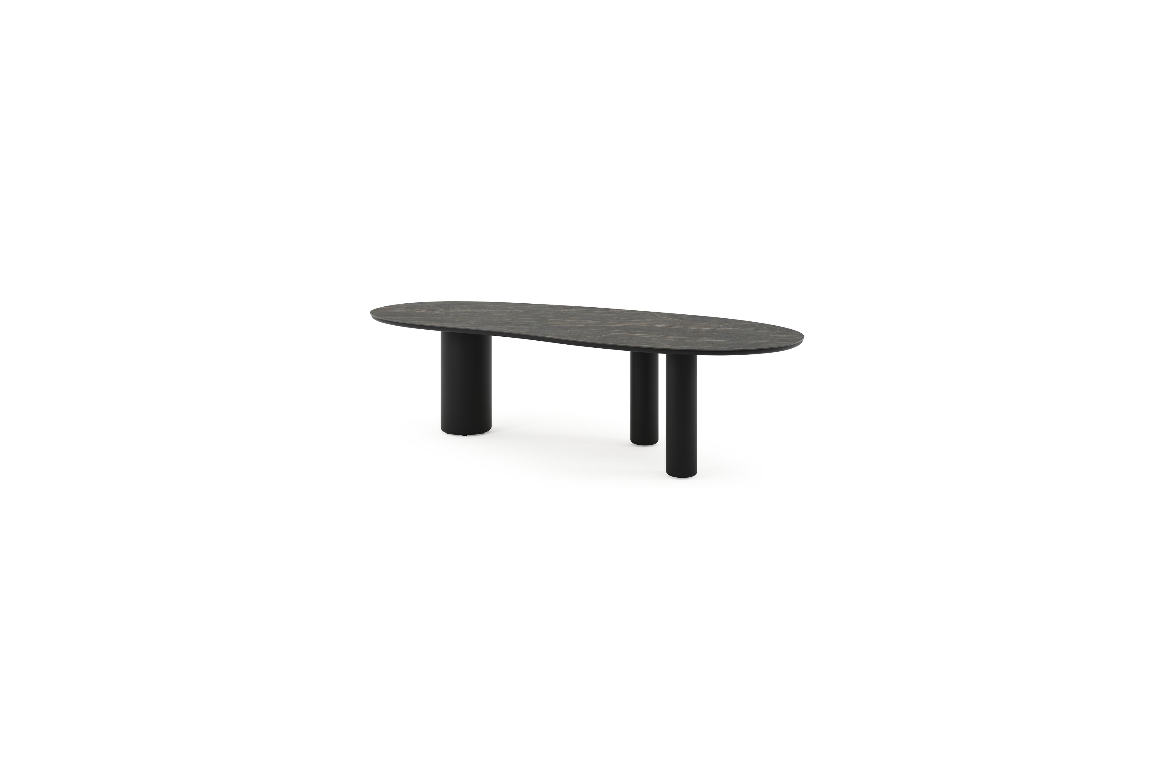 Amico tuintafel organisch in zwart aluminium en volkeramiek Black Obsession - L 280 x B 120 x H 73.5 cm