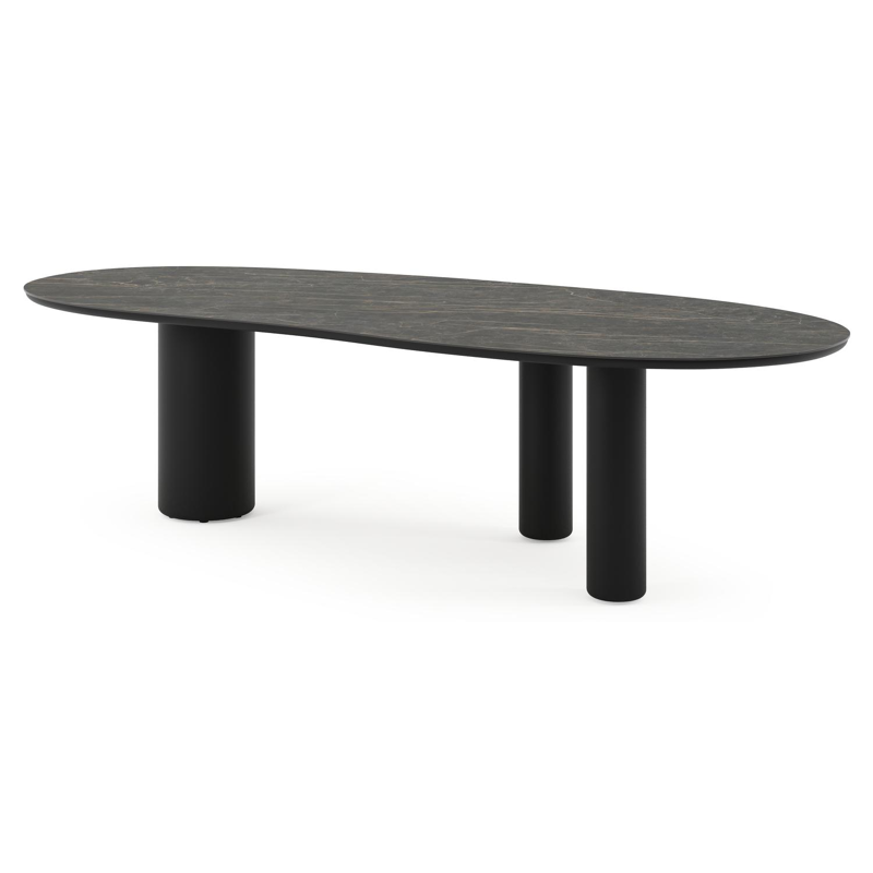 Table de jardin Amico organique en aluminium noir et céramique pleine Black Obsession - Lg. 280 x Lrg. 120 x Haut. 73.5 cm