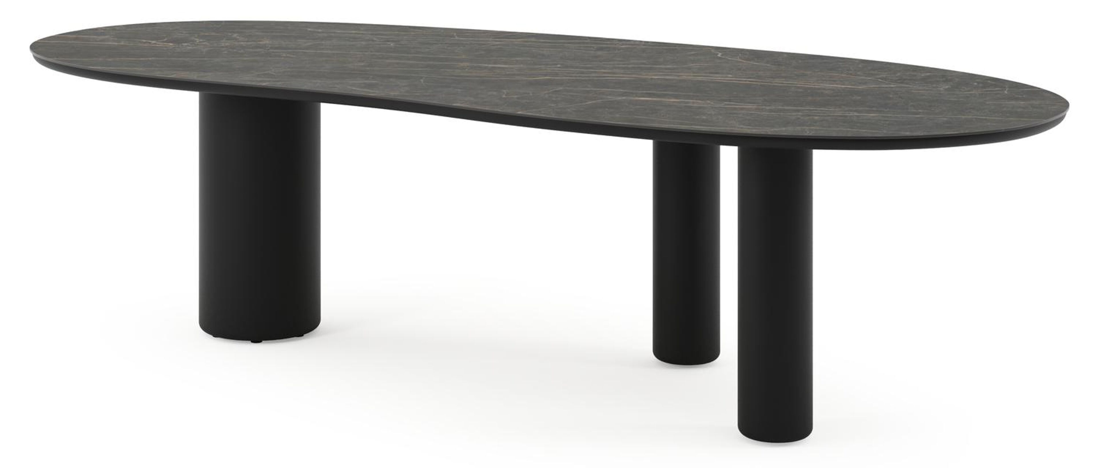 Amico tuintafel organisch in zwart aluminium en volkeramiek Black Obsession - L 280 x B 120 x H 73.5 cm