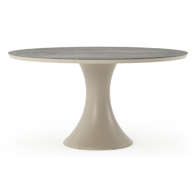Fano tuintafel rond in beige aluminium en volkeramiek Aspen Grey - Dia. 148 x H 75 cm