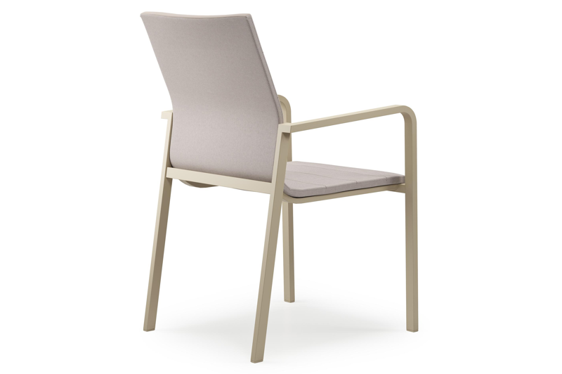 Como stapelbare tuinstoel in beige aluminium en beige dubbele luxe textilene