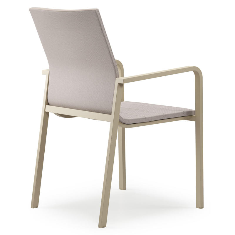 Como stapelbare tuinstoel in beige aluminium en beige dubbele luxe textilene