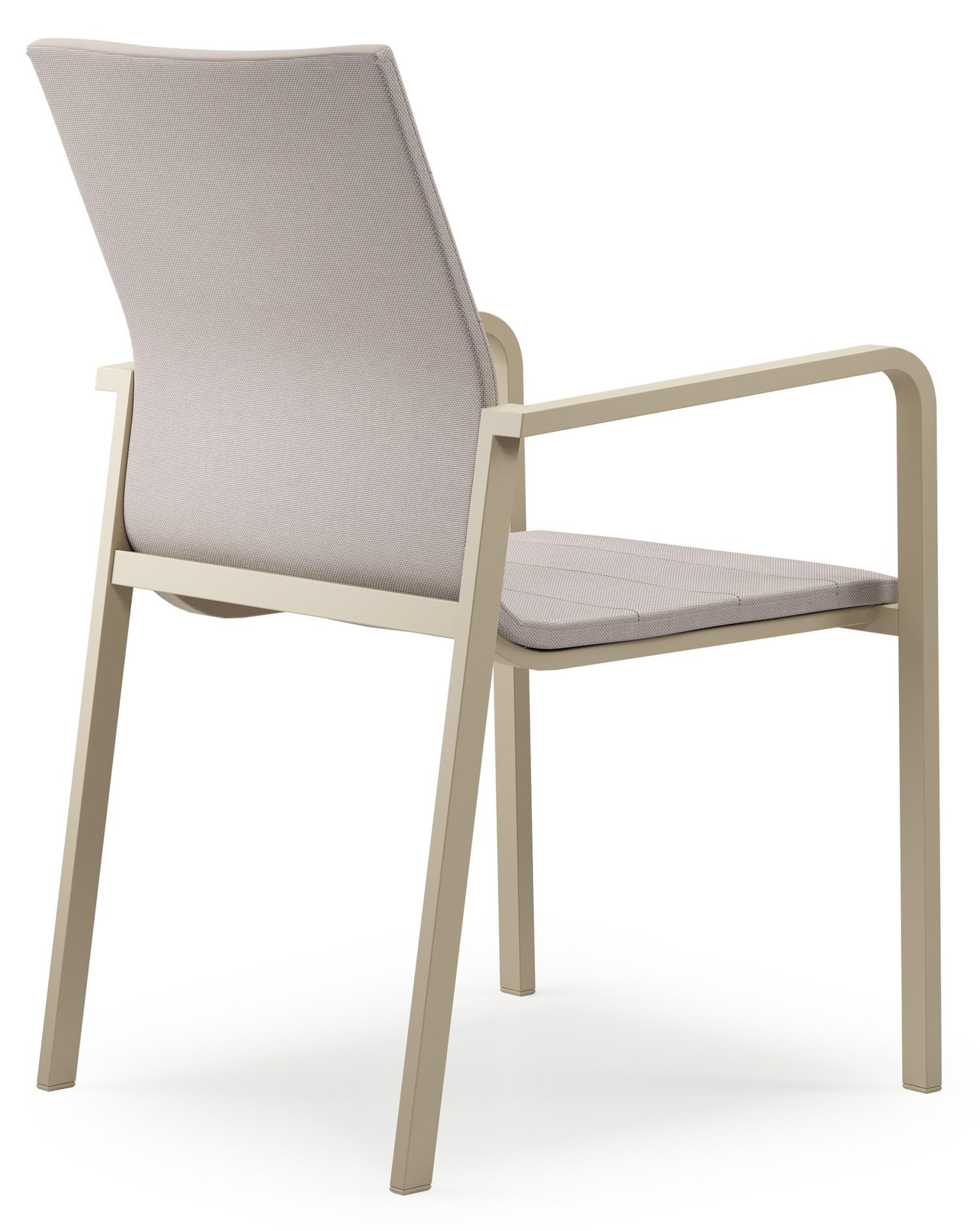 Como stapelbare tuinstoel in beige aluminium en beige dubbele luxe textilene