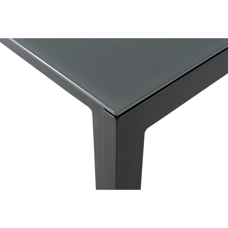 Caldela tuintafel in zwart aluminium en glas grijs - L 140 x B 80 x H 75 cm