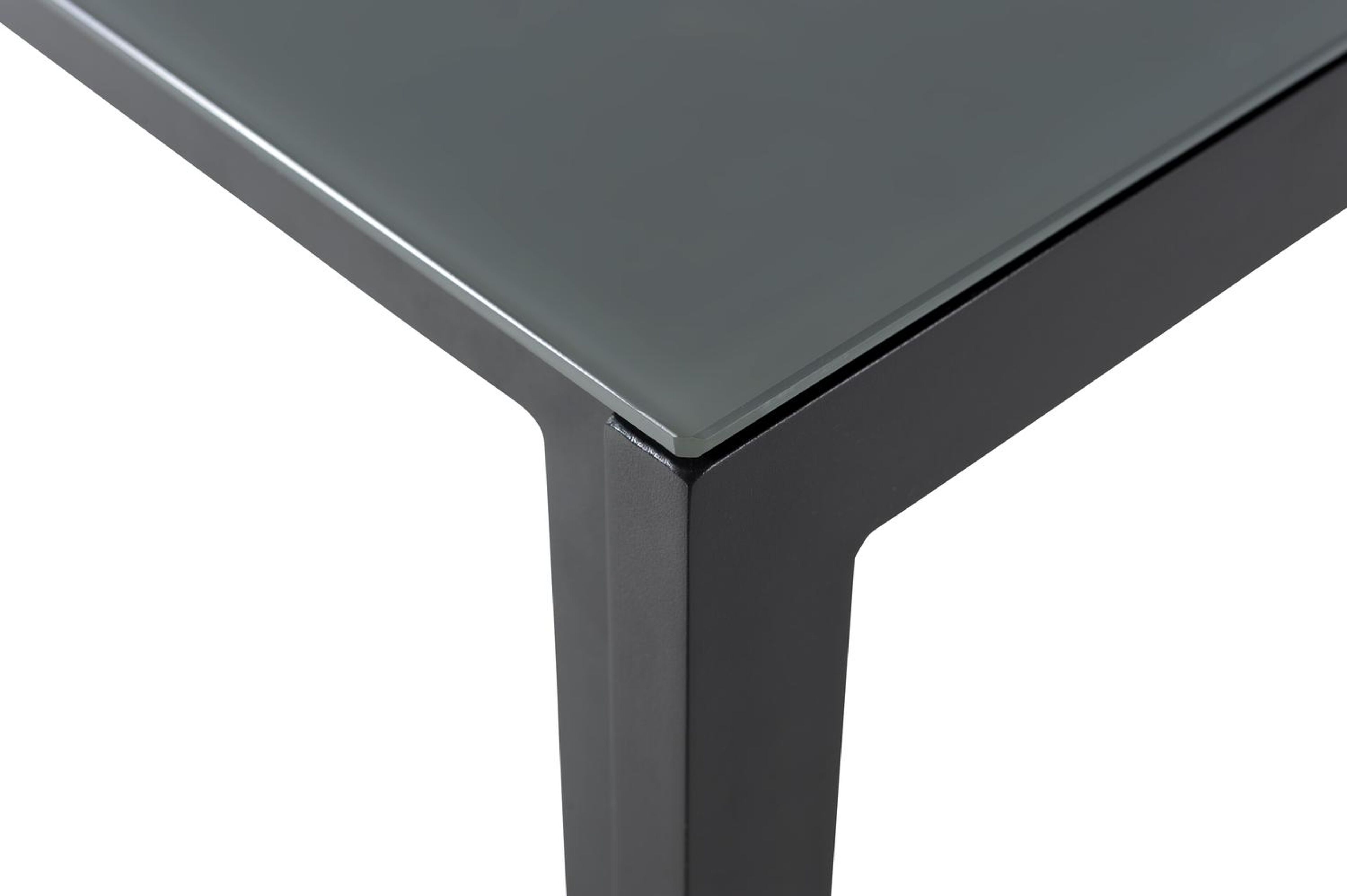 Caldela tuintafel in zwart aluminium en glas grijs - L 140 x B 80 x H 75 cm